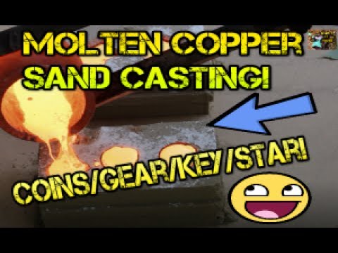 (Start to Finish)Sand Casting A Key, 2 Coins, A Gear, And A Star! With Molten Copper!