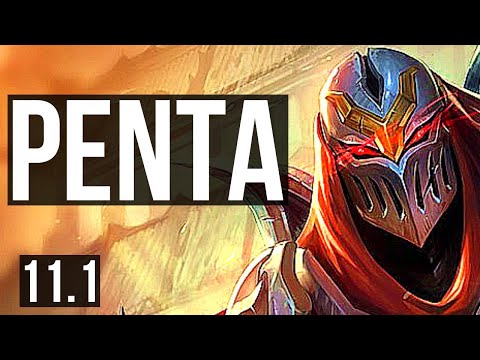 ZED vs QIYANA (MID) | Penta, 9/1/5, 1000+ games, Godlike | KR Master | v11.1