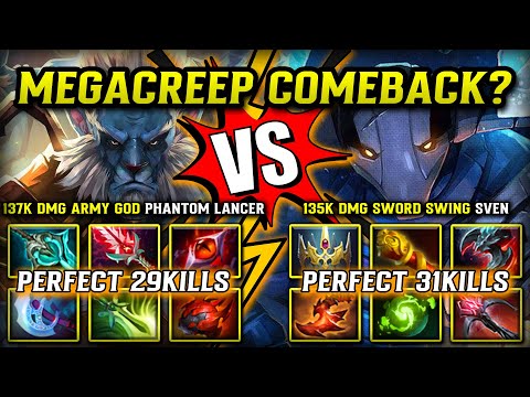 EPIC MEGACREEP COMEBACK? Between 137K Damage Army God Phantom Lancer Vs 135K Damage Sword Swing Sven