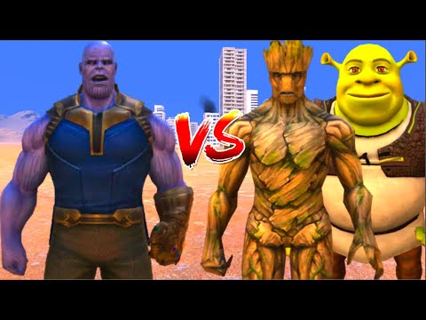 100 Thanos vs 1000 Groot and 1000 SHREK (Marvel vs Marvel)