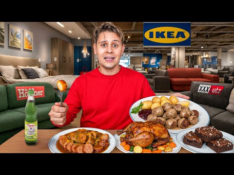 I LIVE 24 HOURS ONLY ON FURNITURE STORES EATING 🛋️ + GIVING AWAY FURNITURE