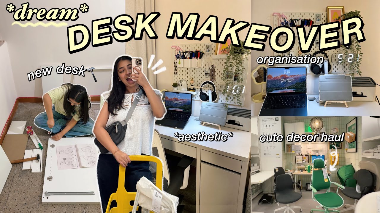TRANSFORMING MY STUDY SPACE✨! pinterest inspired, desk organization, setup for productivity,unboxing