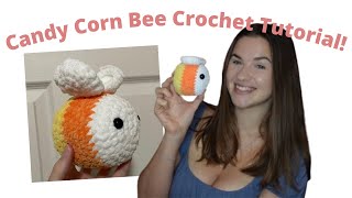 How To Crochet A Candy Corn Bee Plushie- Candy Corn Bee Amigurumi Crochet Tutorial For Fall!