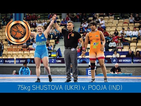 BRONZE WW - 75 kg: A. SHUSTOVA (UKR) df. P. POOJA (IND) by VFA, 2-0