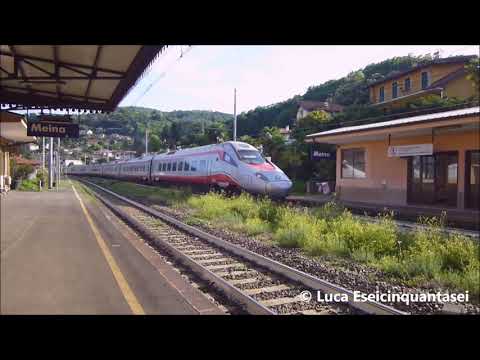 Eurocity 36 con ETR 610-12 livrea Frecciargento con tanto di strombazzata, in transito a Meina...