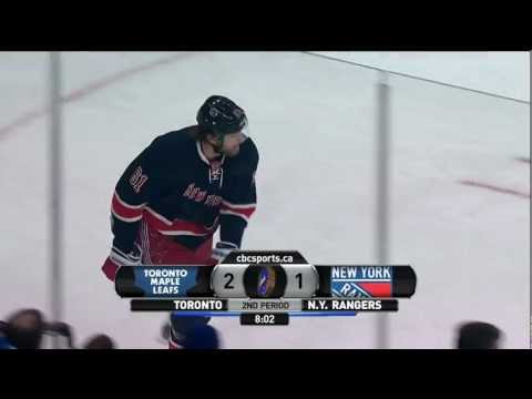 Gunnarsson Hit on Nash and Reimer's Huge save on Asham - Leafs vs Rangers - Jan 26th 2013 (HD)