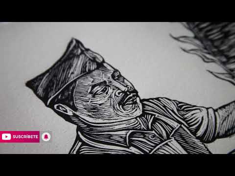 Grabado en linóleo - "Señor taquero" (Proceso paso a paso por Emmanuel Tanús)