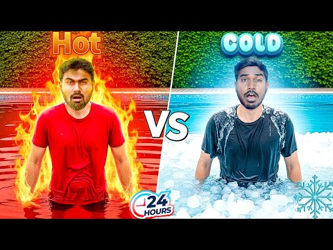 I Tried EXTREME Hot and Cold Swimming Pool Challenge for 24 Hours