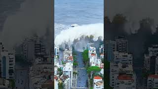 sea ​​advances with giant waves #youtubeshorts #viralshorts #tsunami #waves #shorts
