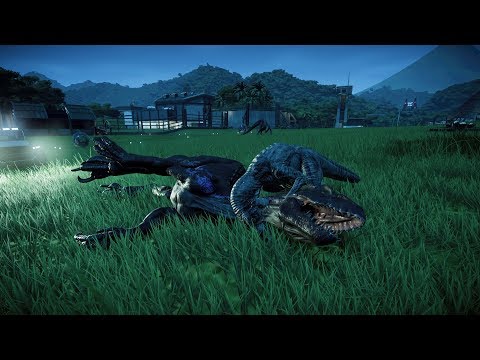 VELOCIRAPTOR VS INDORAPTOR,SPINORAPTOR NIGHT JURASSIC WORLD EVOLUTION