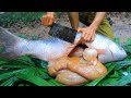 Wow Cooking Big Fish Eggs Recipe Eating Delicious In The Forest