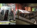 Subway train derailment at Chicago airport station injures 30; Boston train derails - Compilation