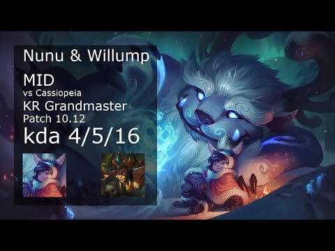 Nunu & Willump Mid vs Cassiopeia - KR Grandmaster 4/5/16 Patch 10.12 // [롤] 누누와 윌럼프 vs 카시오페아 미드