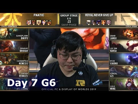 FNC vs RNG | Day 7 S9 LoL Worlds 2019 Group Stage | Fnatic vs Royal Never Give Up