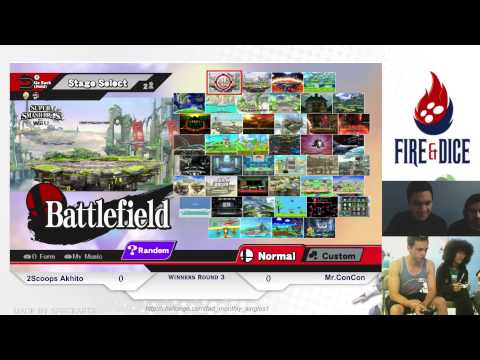 Fire&Dice Monthly #1 - 2scoops Akito555 vs SS Mr. ConCon - Smash Wii U