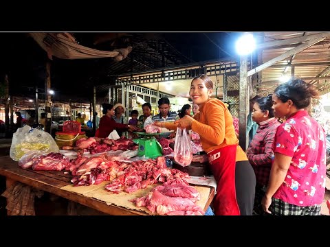 Cambodian Countryside Market Natural food @San Dan District Kampong Thom in the morning
