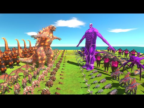 Lava Godzilla + Lava Shin Godzilla VS Purple Colossal Titan + Purple Beast Titan - ARBS