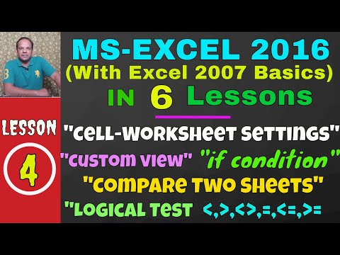 Excel 2016 in Hindi || Logical Test AND OR NOT Custom View if condition || Lesson 4