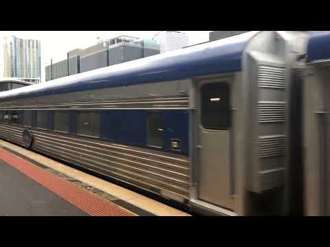 The Overland Train Leaving Southern Cross Station with Pacific National NR69 with a rake of 8 cars :
