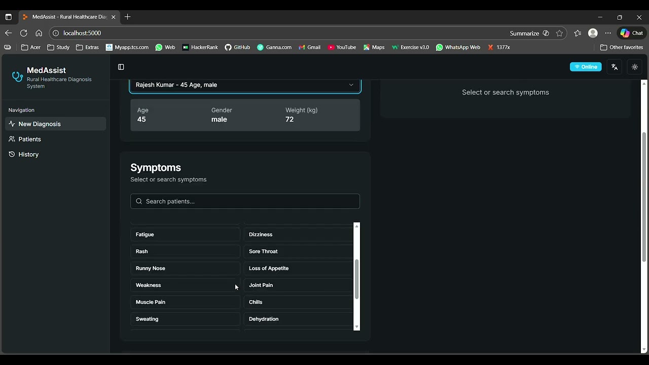 MedAssist: AI-Powered Medical Diagnosis Assistant for Rural Healthcare | Live Demo