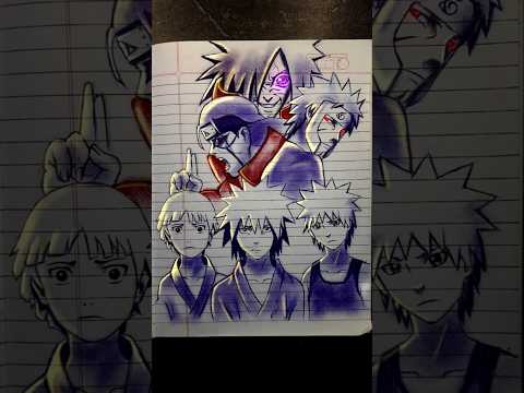 Madara tobirama hashirama pen sketch #shorts #animedrawing