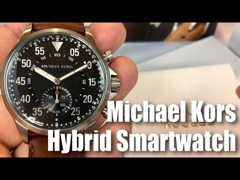 Michael Kors Access Gage Silver-tone & Brown Leather Hybrid Slim Runway Smartwatch MKT4001 by Fossil