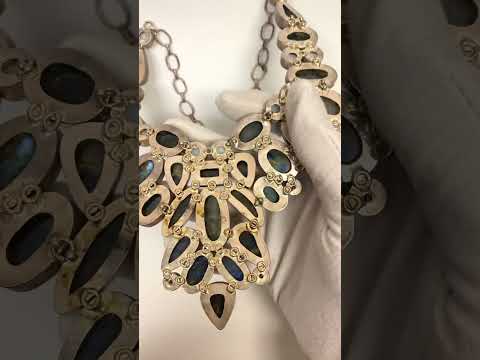 Antique Natural Labradoriten Necklace, Silver 900 video