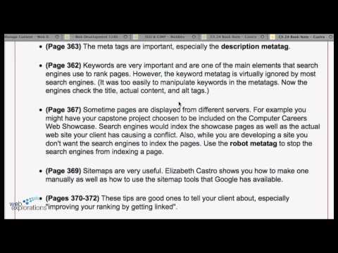 Increasing Traffic to Your Client's Site Book Notes from Elizabeth Castro book: XHTML, HTML, and CSS
