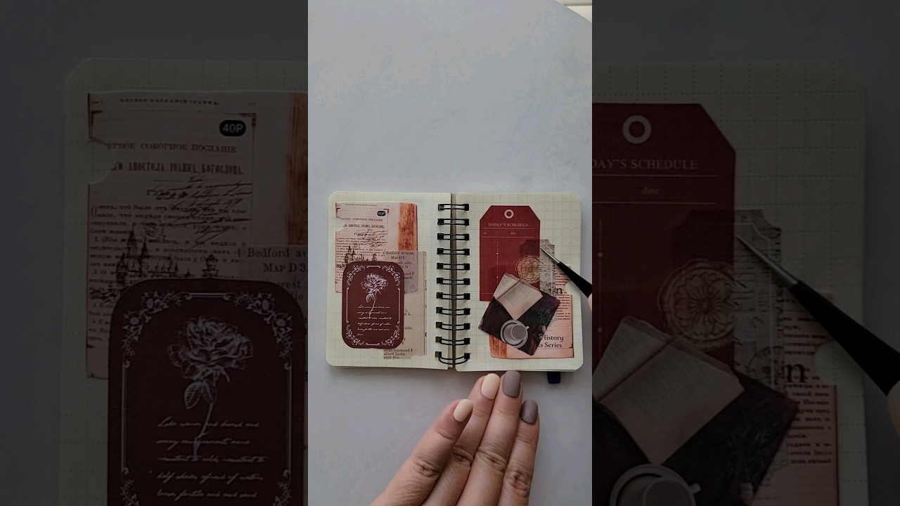 Vintage Red Journal w Initial M #asmr #satisfying #aesthetic #mini #shorts #red #vintage