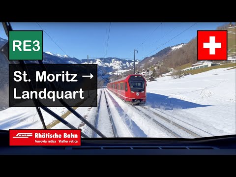 [4K] Cab Ride: RhB RHÄTISCHE BAHN | RE3: St. Moritz → Vereina → Landquart | Stadler Capricorn 