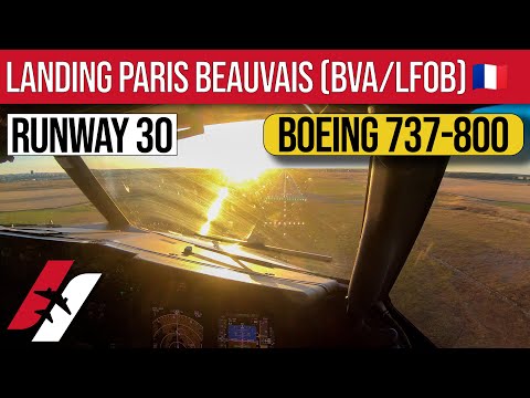 SUNSET Landing and Take Off at Paris-Beauvais Airport Boeing 737-800 Cockpit View [4K]