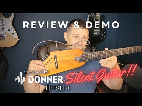 Silent Acoustic Electric Guitar, Mini Lightweight Travel Headless Guitar for Practice, Compact Maple Body with Removable Frames with Gig Bag, Blue video review thumbnail