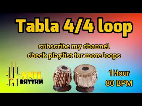 TABALA 4/4 LOOPS || 4/4 Tabla Loop || FOR PRACTICE || 80BPM || 1 HOUR || high quality  || free loops