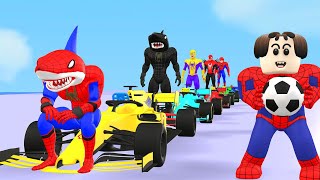 Siêu nhân người nhện vs baby shark spider-man roblox vs car racing challenge vs Hulk,Venom,superman
