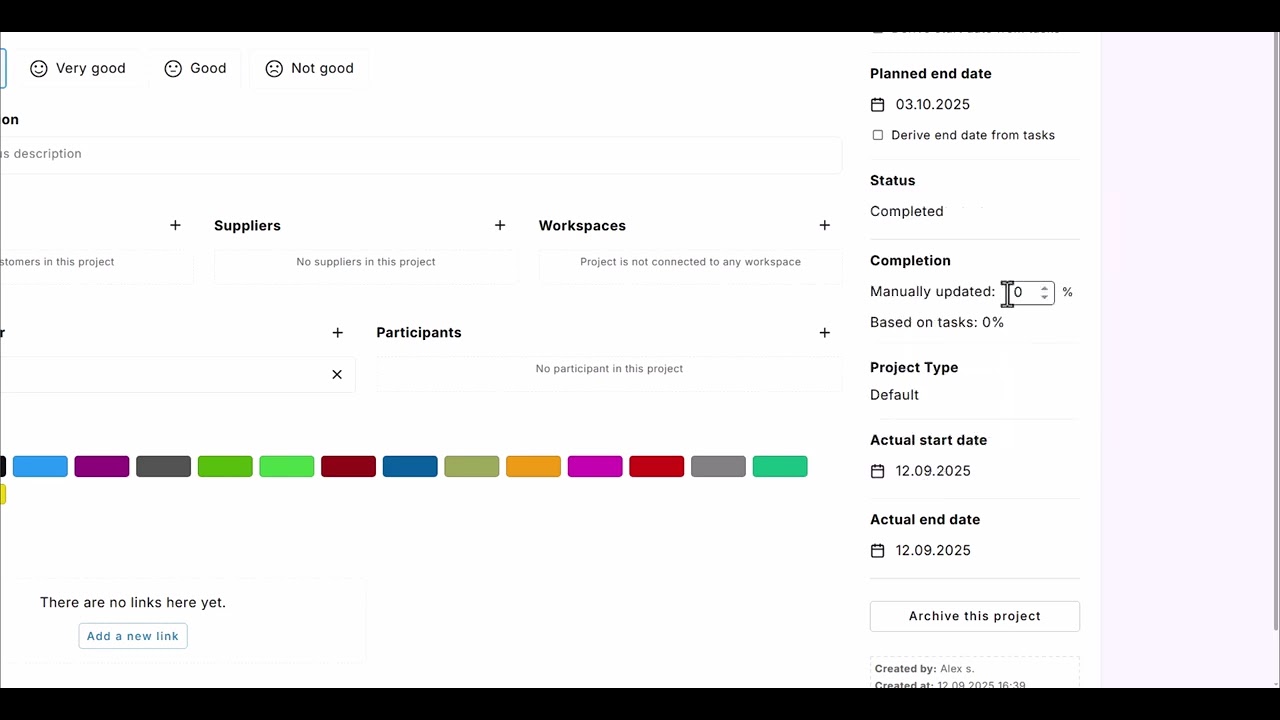How Project Status Relates to Actual Dates