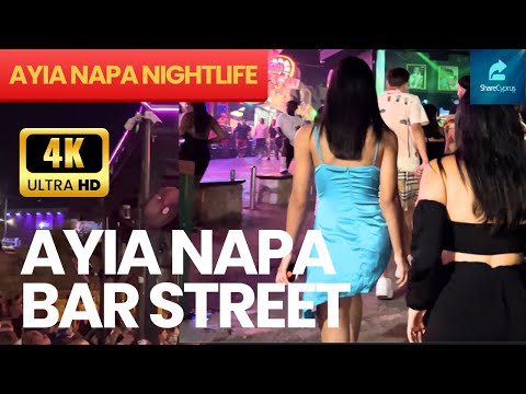 AYIA NAPA NIGHTLIFE CYPRUS. Bar Street night walk in #ayianapa, #cyprus - 30.06.2023 11.30 pm.