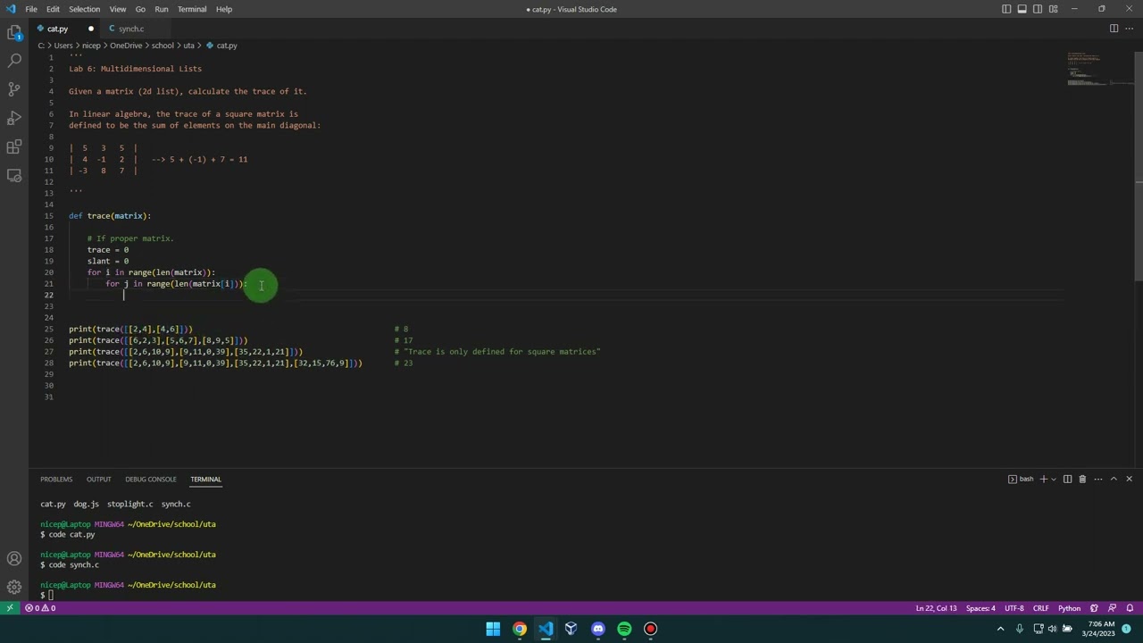 CS112 Lab 6 (Multidimensional lists)