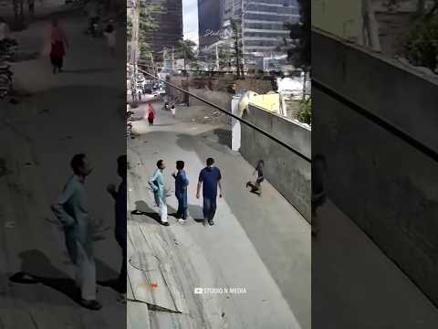 Lion Attack in the city🦁🥵 The man's bravery saves the woman. #shorts #lion #awareness #brave