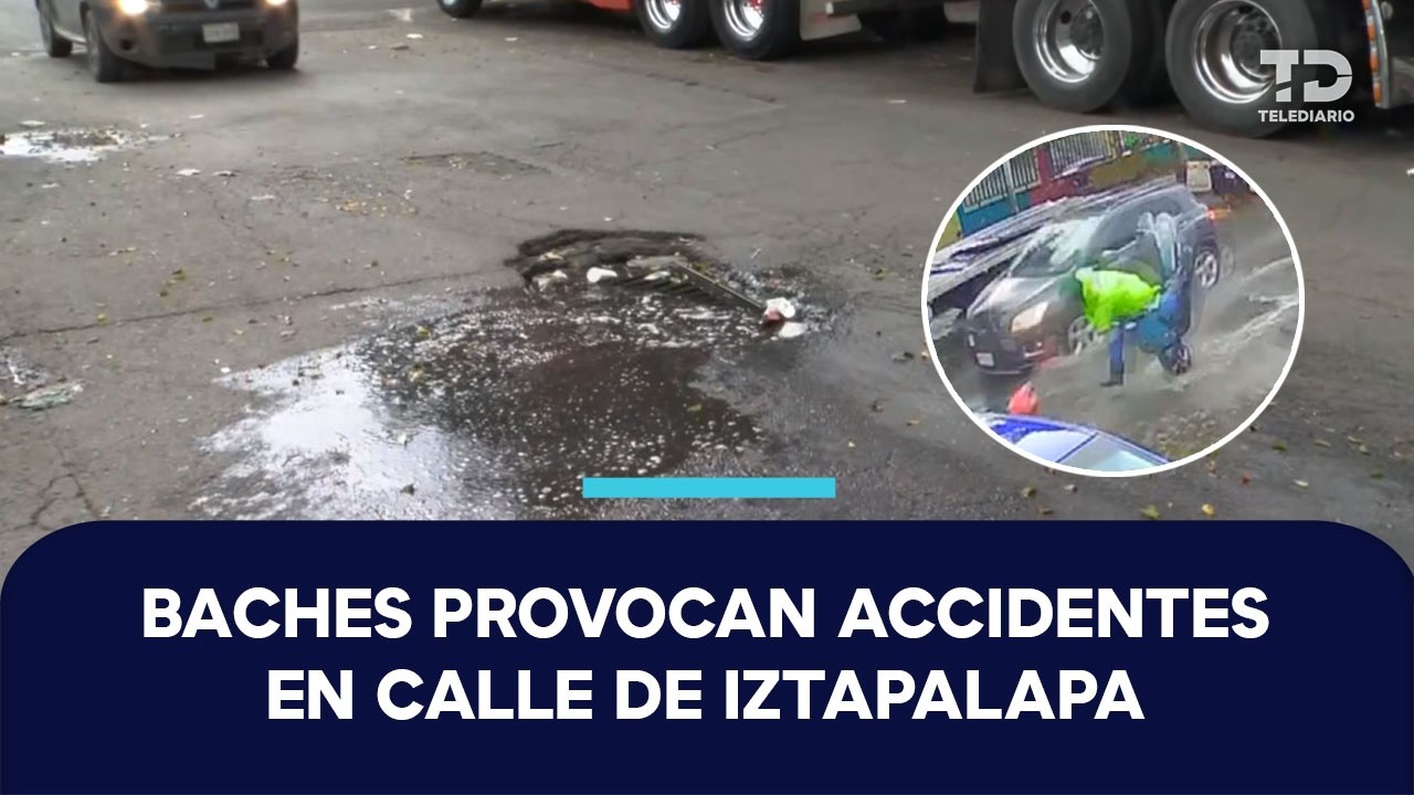 Baches y coladeras dañadas ponen en riesgo a automovilistas y motociclistas en Iztapalapa