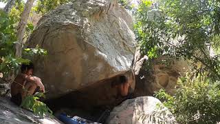 Video thumbnail of Save the best for Last, V8. Malibu Tunnel Boulders