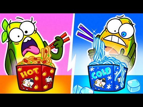 Warm vs Cold Food🔥❄️ Opposites Adventures 🥑 Food Challenge by Avocado Couple