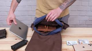 Сумка листоноша текстильна 20606 Vintage синя