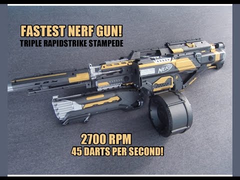 FASTEST NERF GUN!!! [TRIPLE RAPIDSTRIKE STAMPEDE w/ ROUGHCUT INTEGRATION]