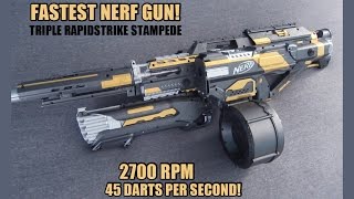 FASTEST NERF GUN!!! TRIPLE RAPIDSTRIKE STAMPEDE w/