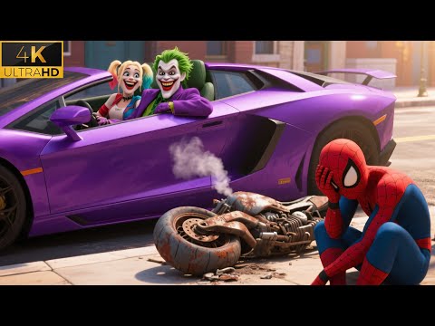 Drama! Harley Quinn Chose Joker! Spider-Man and His Broken Bike Left Behind! | SpiderMan AI #ai