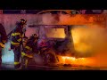 **Highway CAR FIRE** FDNY E263 and L117 Battle Car fire in Freezing Cold