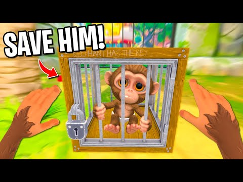 Saving the CUTE BABY MONKEY from a CRAZY ZOO! (I am Monkey VR)