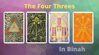 Four Threes tarot minor arcana cards in Binah on the Tree of Life