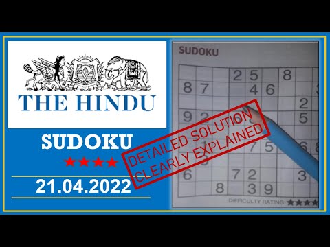 How to Solve 4 Star Hindu  Sudoku Apr 21, 2022 -  Tips and Techniques Clearly Explained