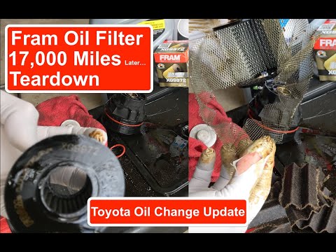 Ultra Synthetic Fram Oil Filter Teardown after 17,000 miles Toyota Oil Change Update